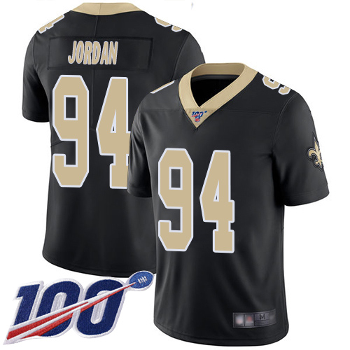 Men New Orleans Saints Limited Black Cameron Jordan Home Jersey NFL Football #94 100th Season Vapor Untouchable Jersey